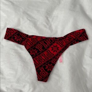 PINK Victoria's Secret Red and Black Patterned Panties
